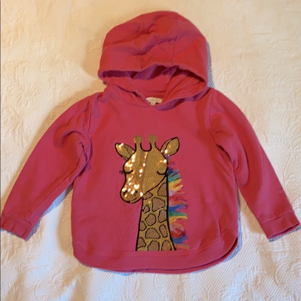 Pink hoodie with sequin giraffe rainbow girls 2-3